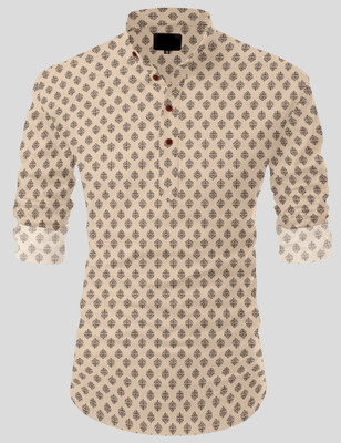 Nnc Men Printed Straight Kurta(Beige)