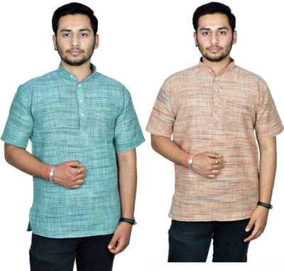 isdfabric Men Self Design Straight Kurta(Multicolor)