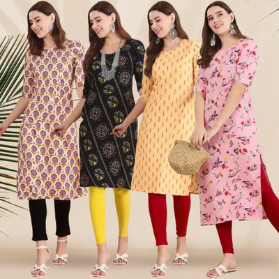 1 Stop Fashion Women Printed Straight Kurta(Multicolor)