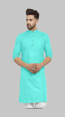 HouseOfCommon Men Striped A-line Kurta(Blue)