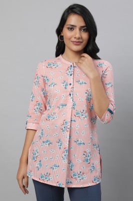 Aurelia Women Floral Print Straight Kurta(Pink)