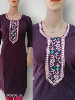 Josh Women Embroidered Straight Kurta(Purple)