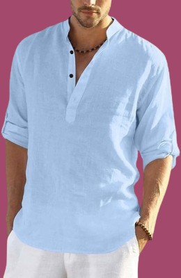 ZAKOD Men Solid Straight Kurta(Light Blue)