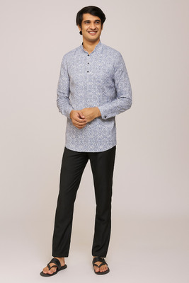 ZURINE Men Colorblock A-line Kurta(Multicolor, White)