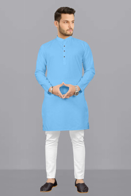 VALLABH CREATION Men Solid Straight Kurta(Light Blue)