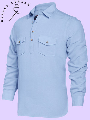 Classycollar By Liferoads Men Solid Pathani Kurta(Light Blue)