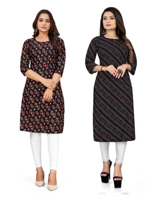 rajni rayon Women Printed Straight Kurta(Multicolor)