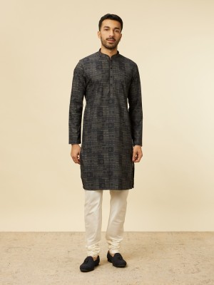 MANYAVAR Men Printed Straight Kurta(Black, Beige, Grey)