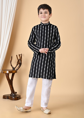 Anaya Azrin Boys Printed A-line Kurta(Black)