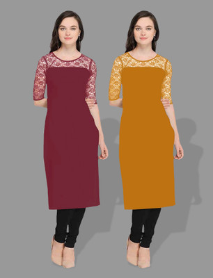 Maheshvi Women Self Design Straight Kurta(Multicolor)