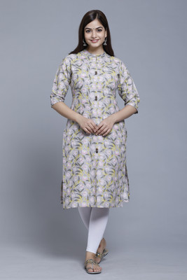 Mahruchi Textile Women Block Print Straight Kurta(Grey)