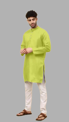 Anuj Fashion Men Solid A-line Kurta(Green)
