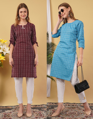 ZA STORE Women Printed A-line Kurta(Multicolor)