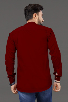 USONA Men Solid Straight Kurta(Maroon)