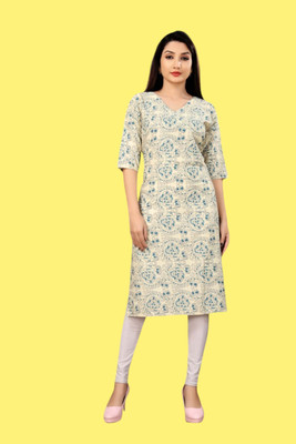 Tulsii Fab Women Printed Anarkali Kurta(White)
