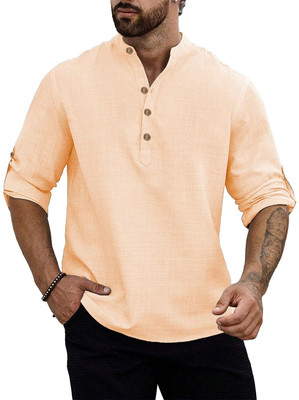 VIMASUTI Men Solid Straight Kurta(Orange)