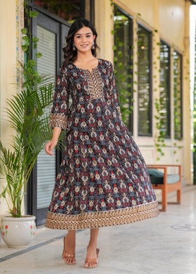 MEENU CREATION Anarkali Gown(Black)
