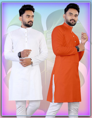 Flossy Men Solid Straight Kurta(Multicolor)