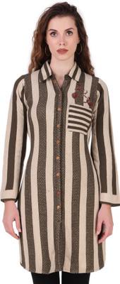 Elthia Women Embroidered A-line Kurta(Dark Green)