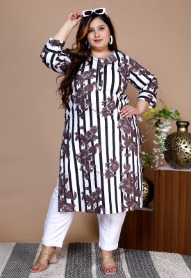 Prin Fashion House Women Printed A-line Kurta(Brown)