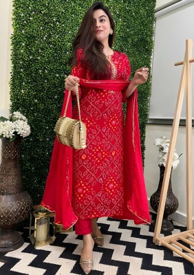 MISS CLOTHING Anarkali Gown(Red)