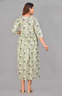 INSTA CRAFT Women Self Design Anarkali Kurta(Green)