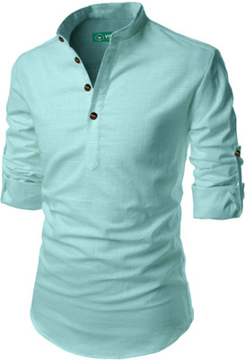 VIMASUTI Men Solid A-line Kurta(Light Blue)