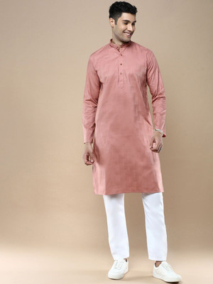 ANOUK Men Solid Straight Kurta(Red)