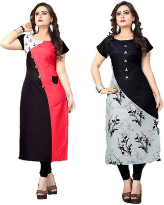 AK Fashion Women Printed A-line Kurta(Red, Black, Grey)