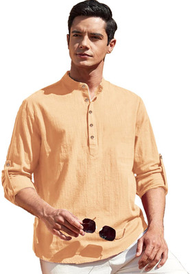 VIMASUTI Men Solid Straight Kurta(Orange)