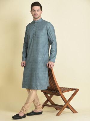 Tabard Men Self Design Straight Kurta(Blue)