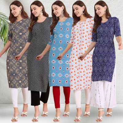 1 Stop Fashion Women Printed A-line Kurta(Multicolor)