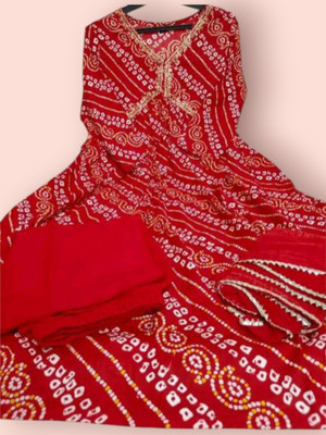 flexflow Women Printed Straight Kurta(Red)