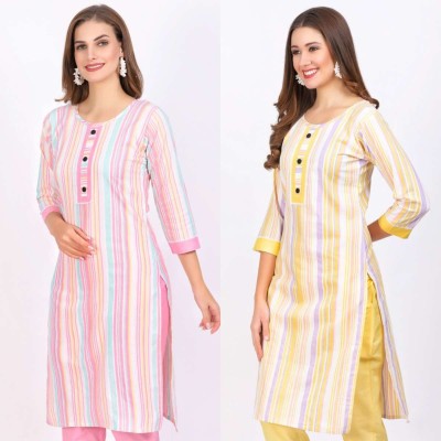 ALMA COLLECTION Women Striped Straight Kurta(Multicolor)