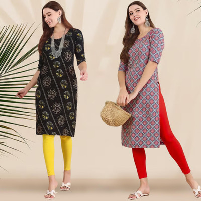 EthnicBasket Women Printed Straight Kurta(Multicolor)