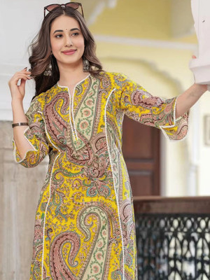 QUEENSFAB Women Embroidered Straight Kurta(Multicolor)