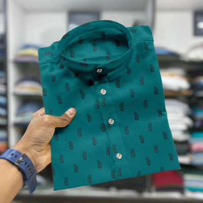 SOPANI Men Printed Straight Kurta(Blue)