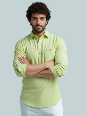 Vashuqi Men Solid A-line Kurta(Green)