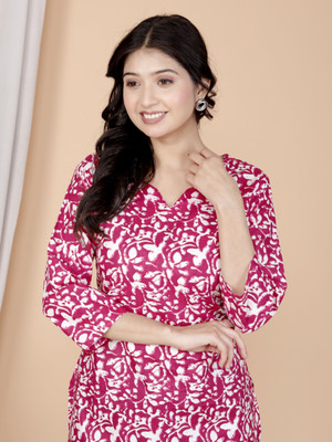 NEXTWEAR Women Printed A-line Kurta(Pink)