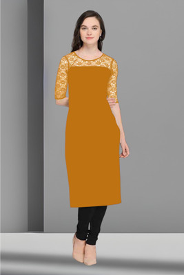 Maheshvi Women Embellished Straight Kurta(Yellow)