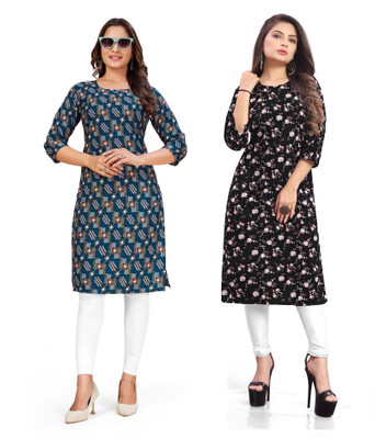 dharmanandan creation Women Printed A-line Kurta(Multicolor)