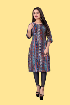 Tulsii Fab Women Printed Anarkali Kurta(Dark Blue)