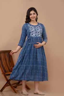 Fulwari Fashion Women Printed Anarkali Kurta(Blue)