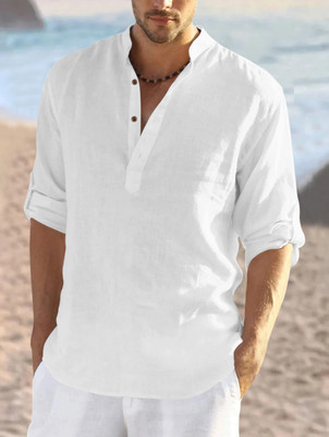 SHOPYCLICK Men Solid Straight Kurta(White)