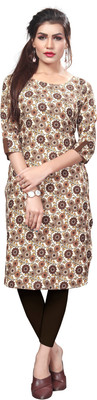 Laliitatex Women Printed A-line Kurta(Brown)