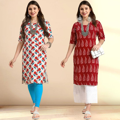 1 Stop Fashion Women Printed A-line Kurta(Multicolor)