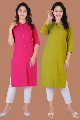 Rimeline Women Solid Frontslit Kurta(Multicolor)