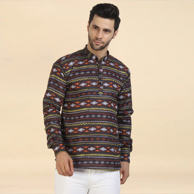 ZURINE Men Printed A-line Kurta(Black)