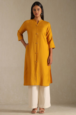 soch Women Solid A-line Kurta(Yellow)