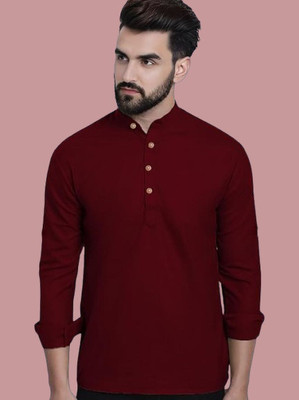 SuperTrend Men Embroidered Straight Kurta(Maroon)